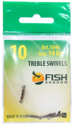 Вертлюг Fish Season тройной скоростной цилиндр. №10 14кг 4шт 1046-10F